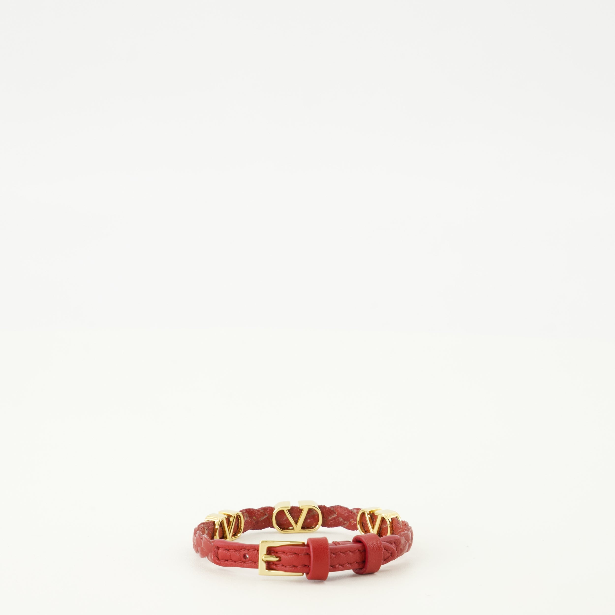 Image de l'article Bracelet en cuir Vlogo rouge de la marque Valentino Garavani pour Femme - Saison Printemps-Été 2026 - Vue de Dos
