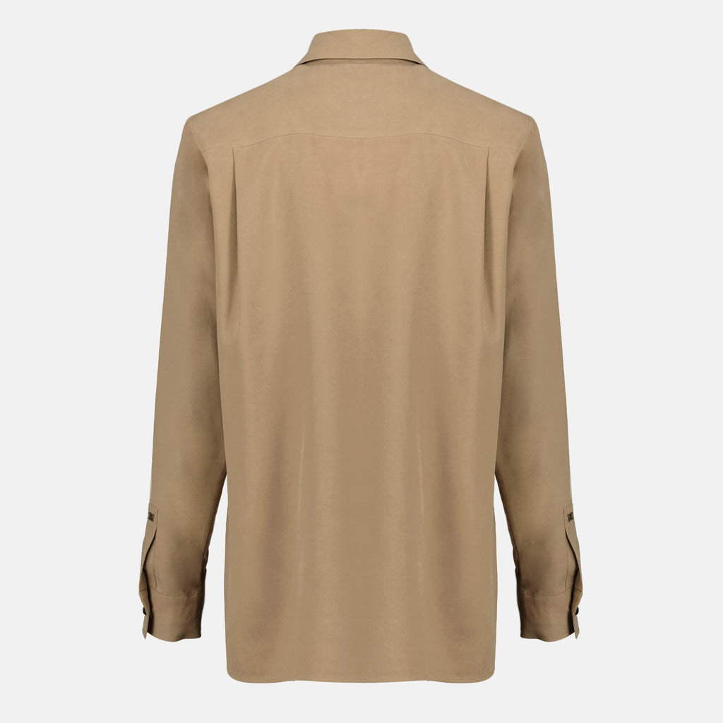 맥스마라 브랜드의 여성용 브라운 실크 셔츠 이미지 - 2026 봄-여름 - 뒷모습