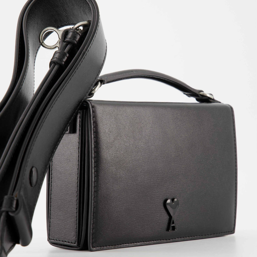 Bolsas transversais Mala de Almoço em Couro Ami PARIS Preto Unissex