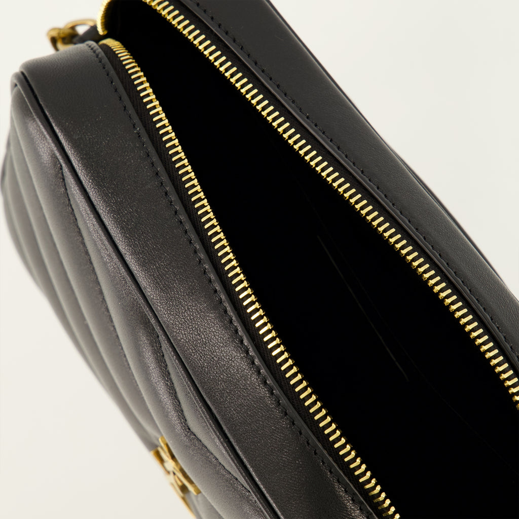 Sacs à main et épaule Bolsa Loulou Camera em Couro Matelassé Preto Saint Laurent Noir Femme