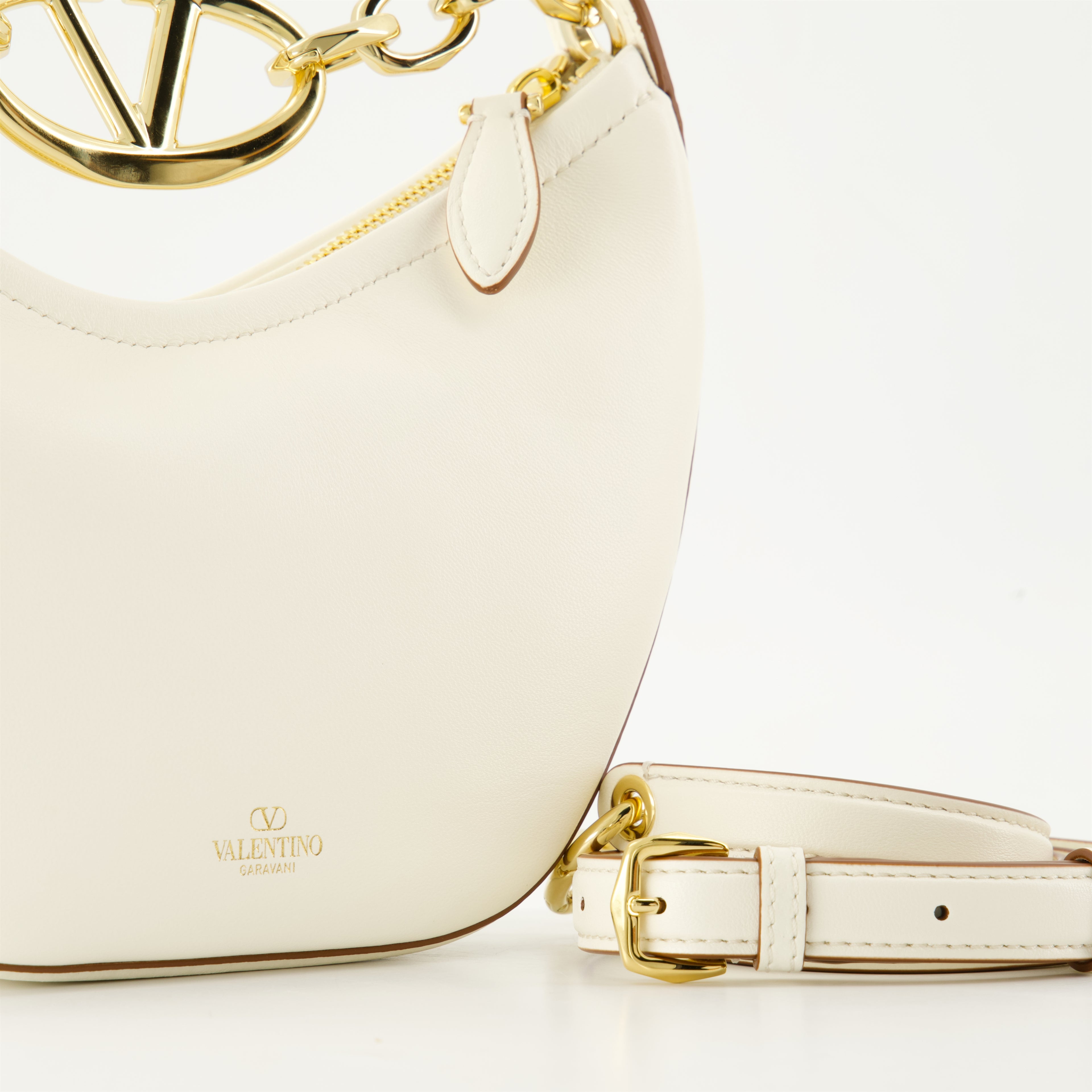 Borse a tracolla Borsa Hobo VLogo Moon Valentino Garavani Beige Femme