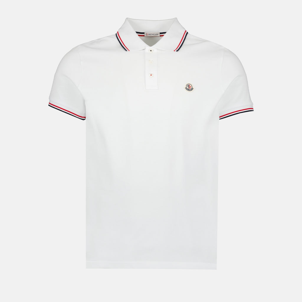 Polo Polo con Piping Tricolore Moncler Bianco Homme