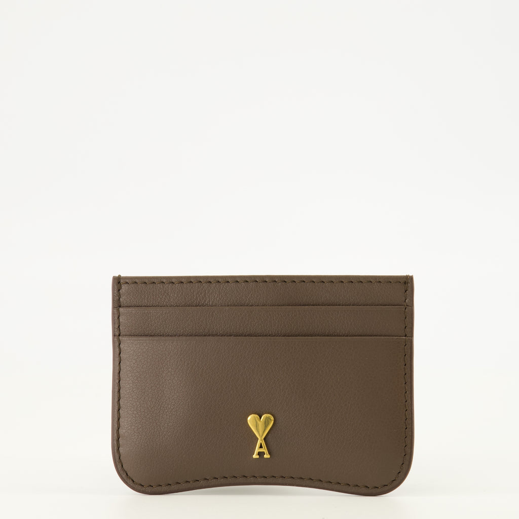 Petite maroquinerie Porte-cartes Paris Paris en cuir marron Ami PARIS Marron Unisexe