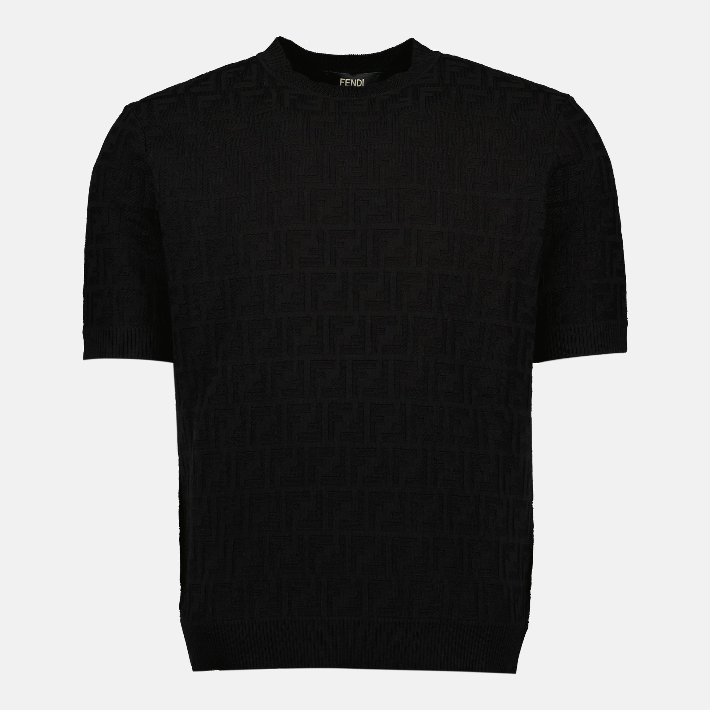 Image of the black FF T-shirt by Fendi for Men - Spring-Summer 2026 - Front View