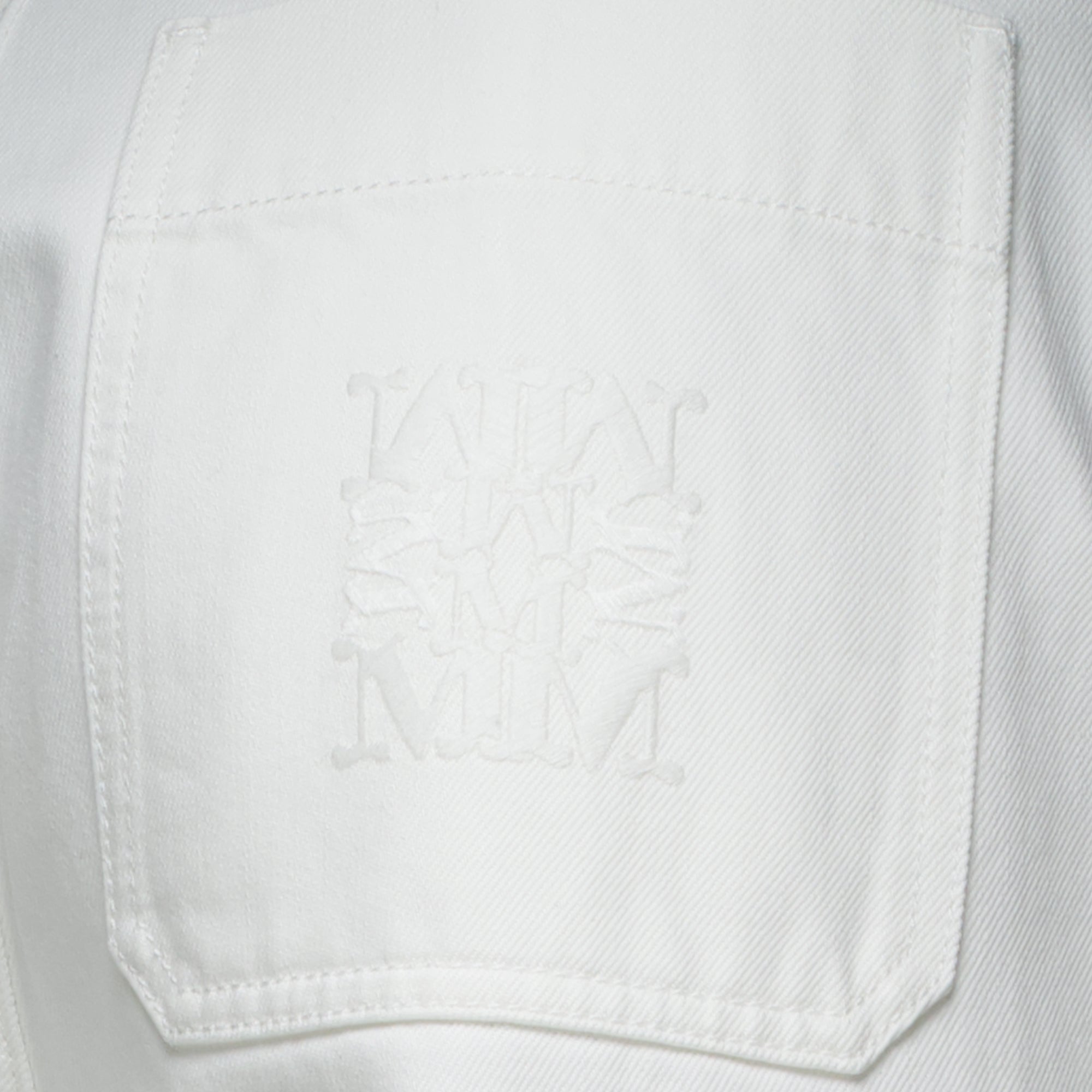 Pantalons Pantaloni in Cotone Bull Bianchi Larghe Max Mara Blanc Femme