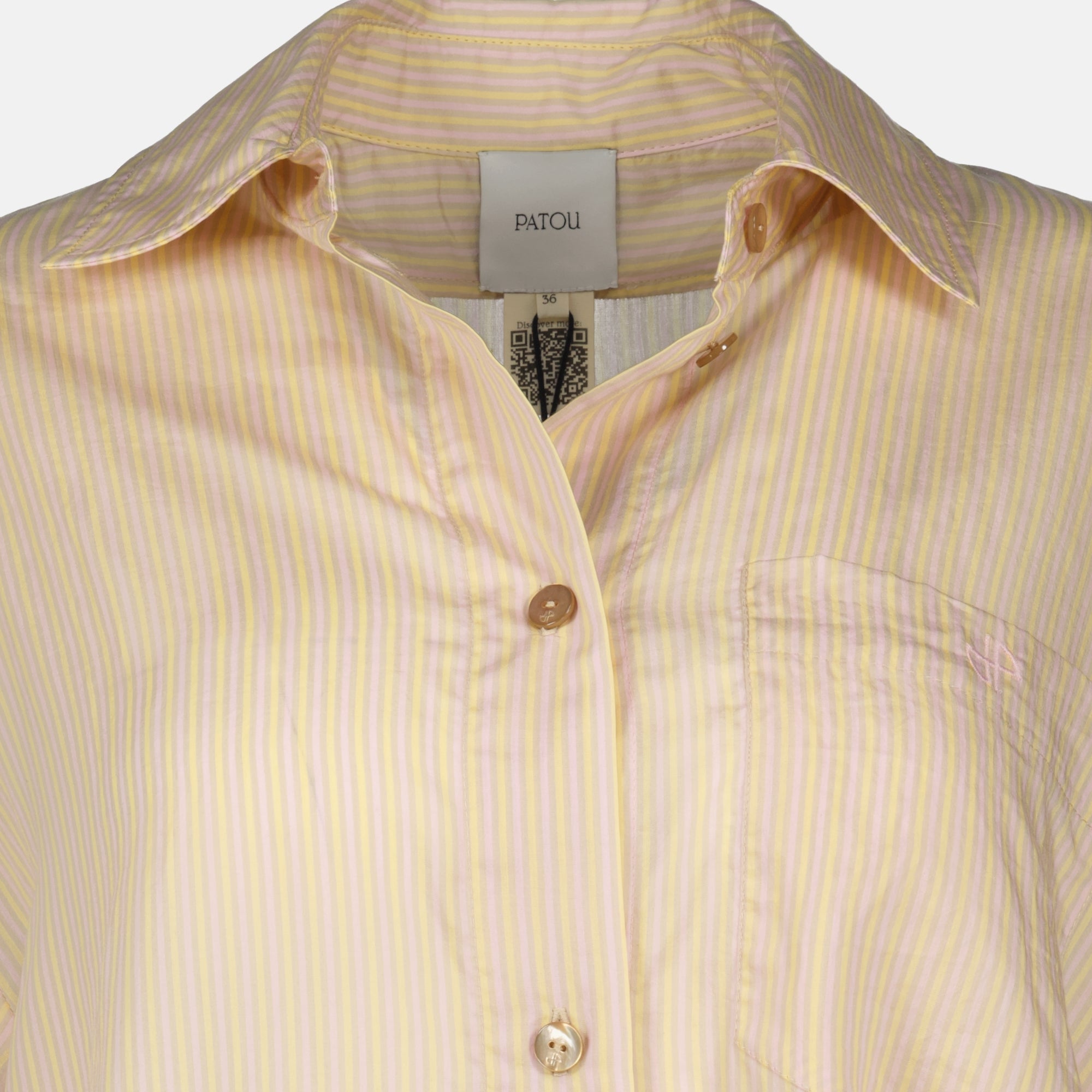 Chemises Camicia in Sete Striata Oversize Beige Patou Rose Femme