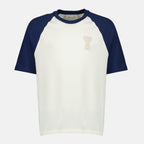 Image of the article White and blue cotton T-shirt by Ami PARIS for Unisex - Spring-Summer 2026 - Front view