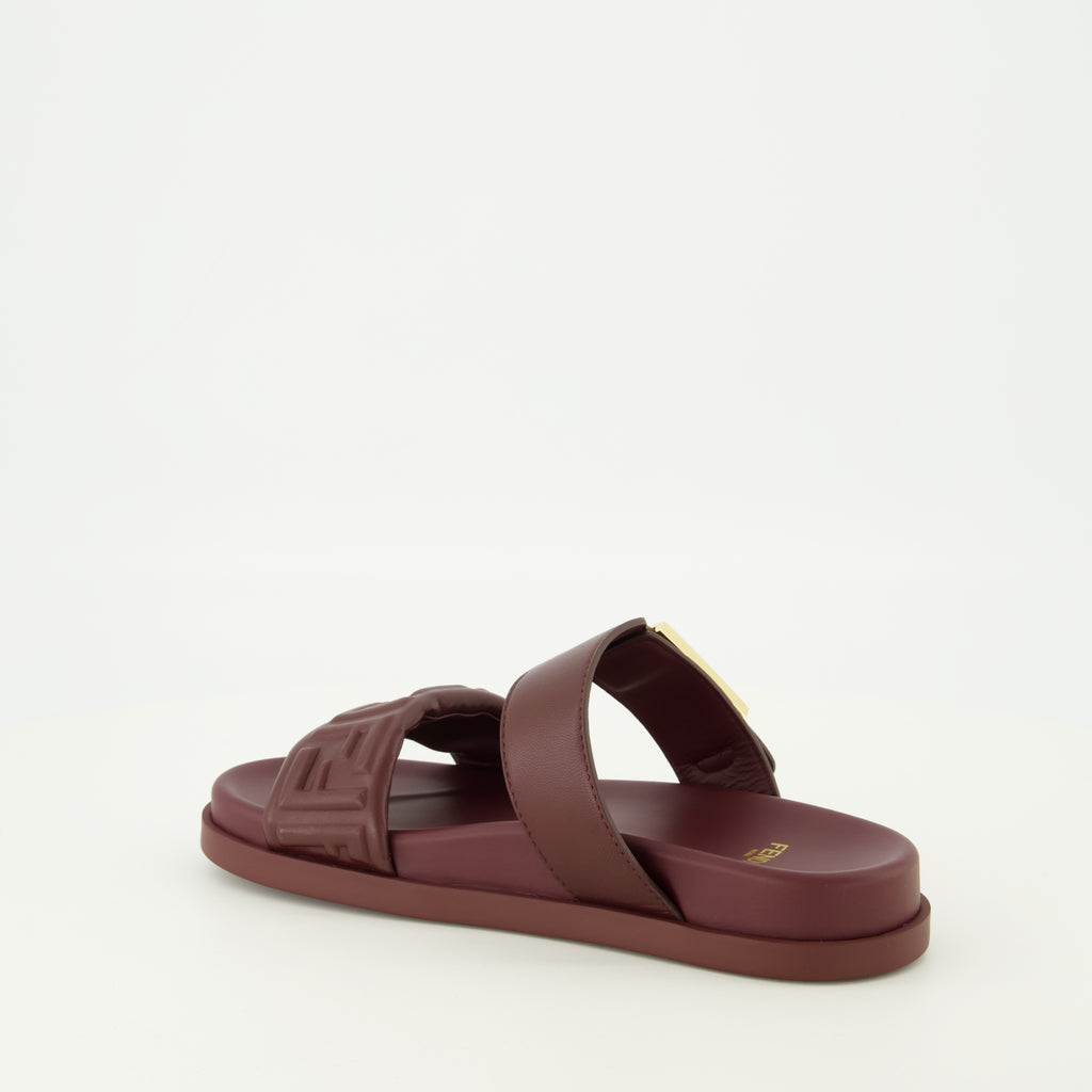 Image of the Fendi Women's Feel Bordeaux Sandals - Spring-Summer 2026 - Three-quarter back right view