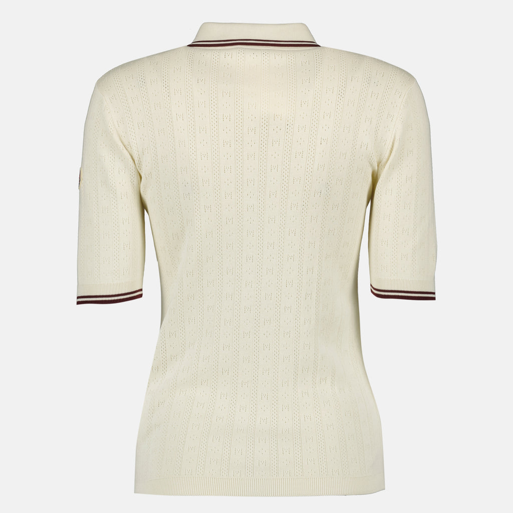 Polos Polo in Cotone Pattern Beige Moncler Blanc Femme