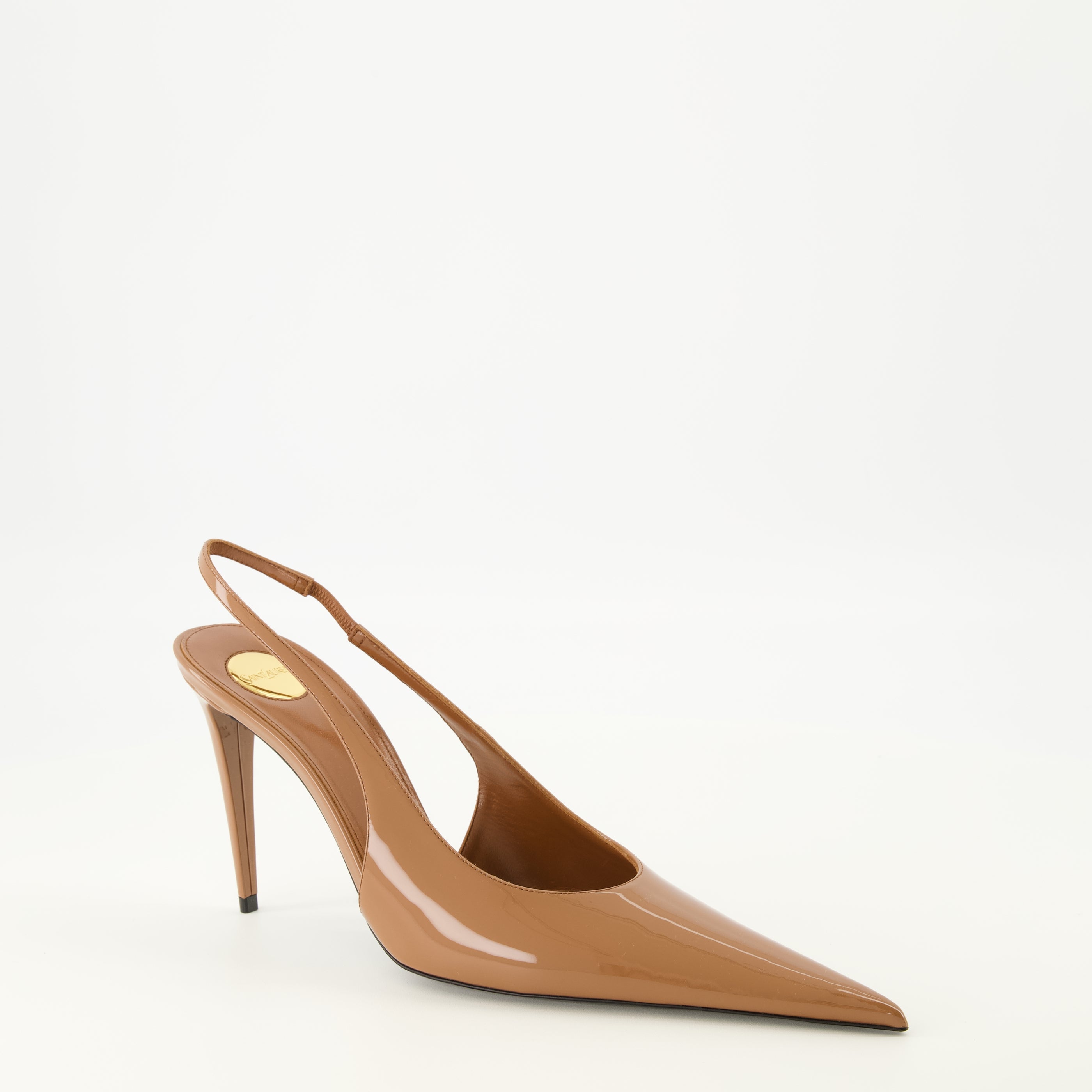 Chaussures ouvertes Guermantes Slingbacks in Beige Patent Leather Saint Laurent Beige Femme