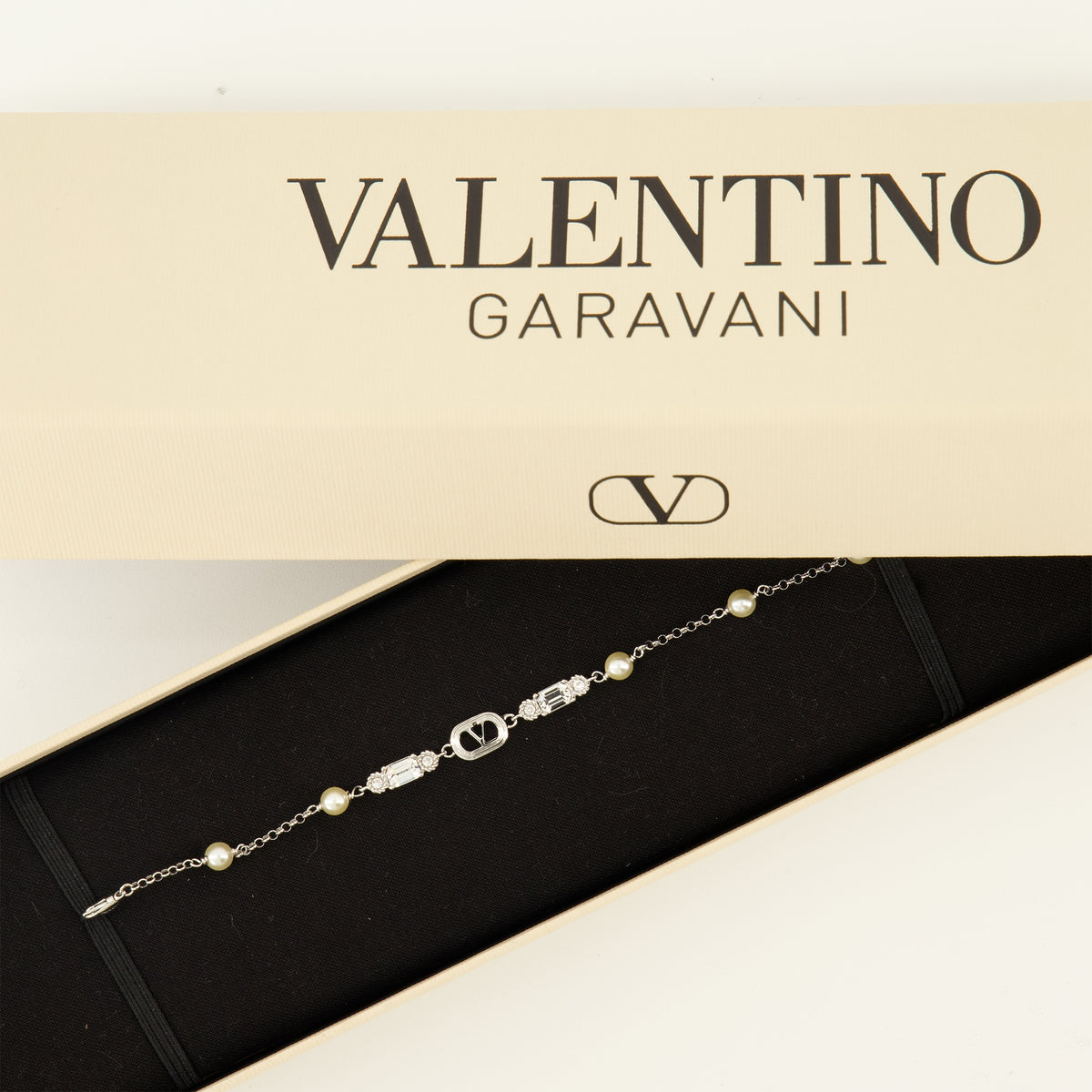 Bijoux Ovalette Bracelet with Pearls and Swarovski® Crystals Valentino Garavani Argenté Femme