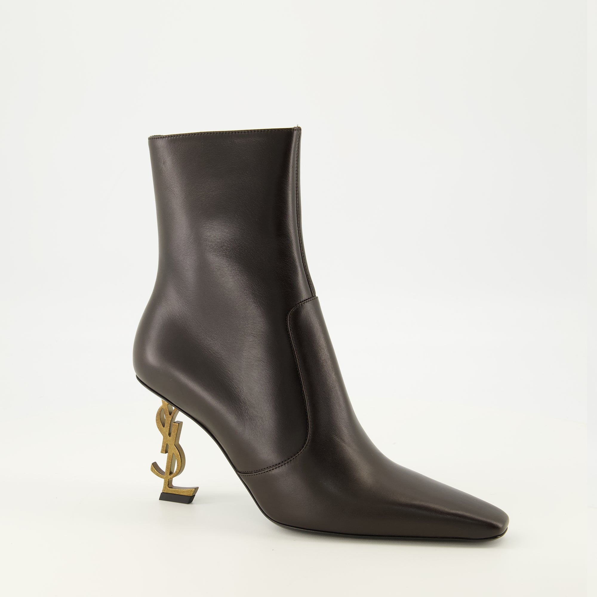 Bottines Opyum Ankle Boots in Brown Leather Saint Laurent Marron Femme