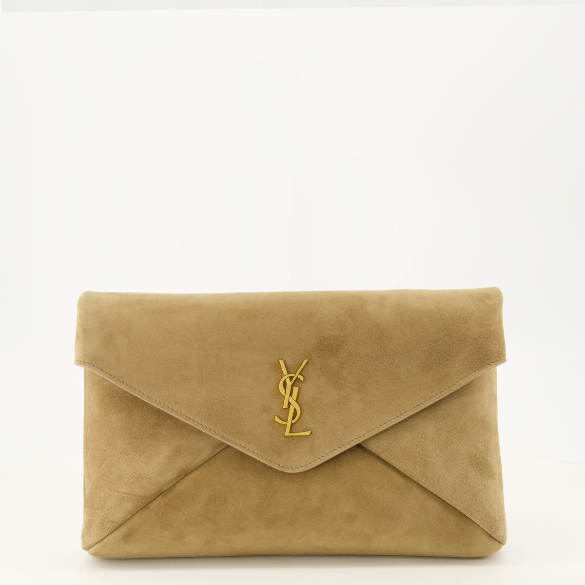 Pochettes Pouch Cassandre in Pelle Scamosciata Beige Saint Laurent Beige Femme