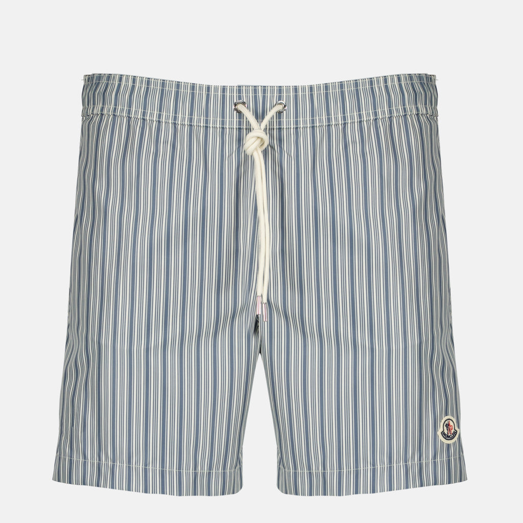 Beachwear Short bain en nylon à rayures Moncler Bleu foncé Homme