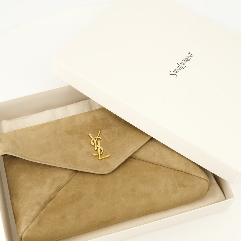 Pochettes Pouch Cassandre em Suede Bege Saint Laurent Beige Femme