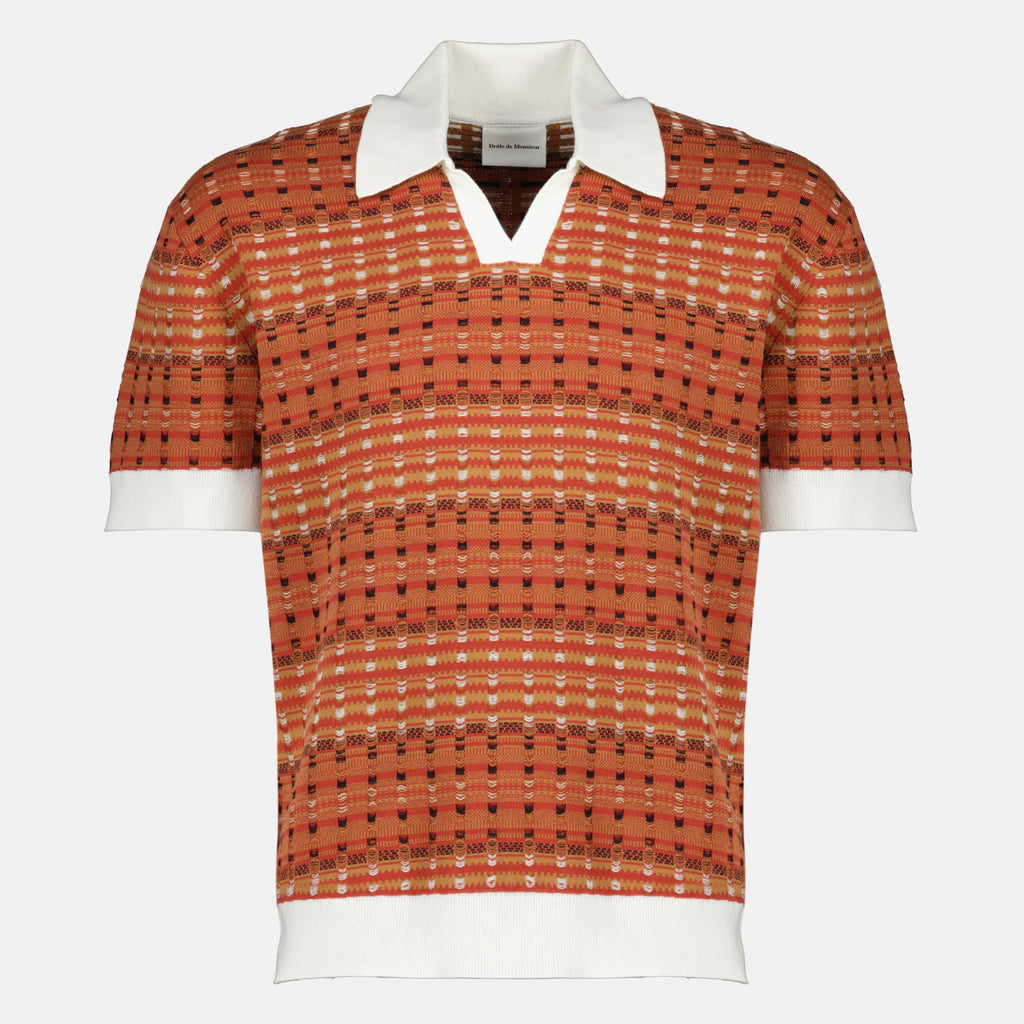 Image de l'article Polo en maille coogie rouge de la marque Drole De Monsieur pour Homme - Saison Printemps-Été 2026 - Vue de Face