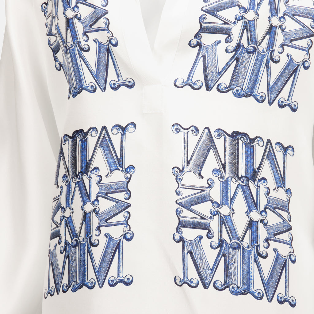 Chemises Weißes Seidenhemd mit Print Max Mara Bleu Femme