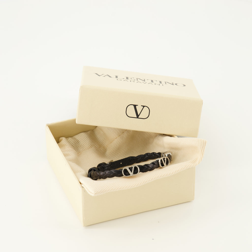 Image de l'article Bracelet en cuir Vlogo noir de la marque Valentino Garavani pour Homme - Saison Printemps-Été 2026 - Vue détaillée_3