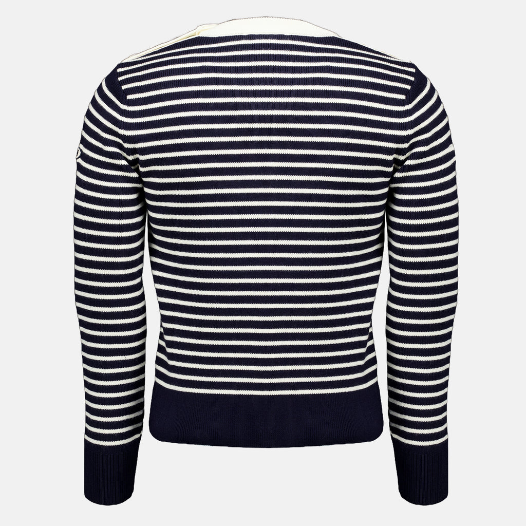 Sweatshirts Blauer gestreifter Wollpullover Ami PARIS Bleu foncé Unisexe