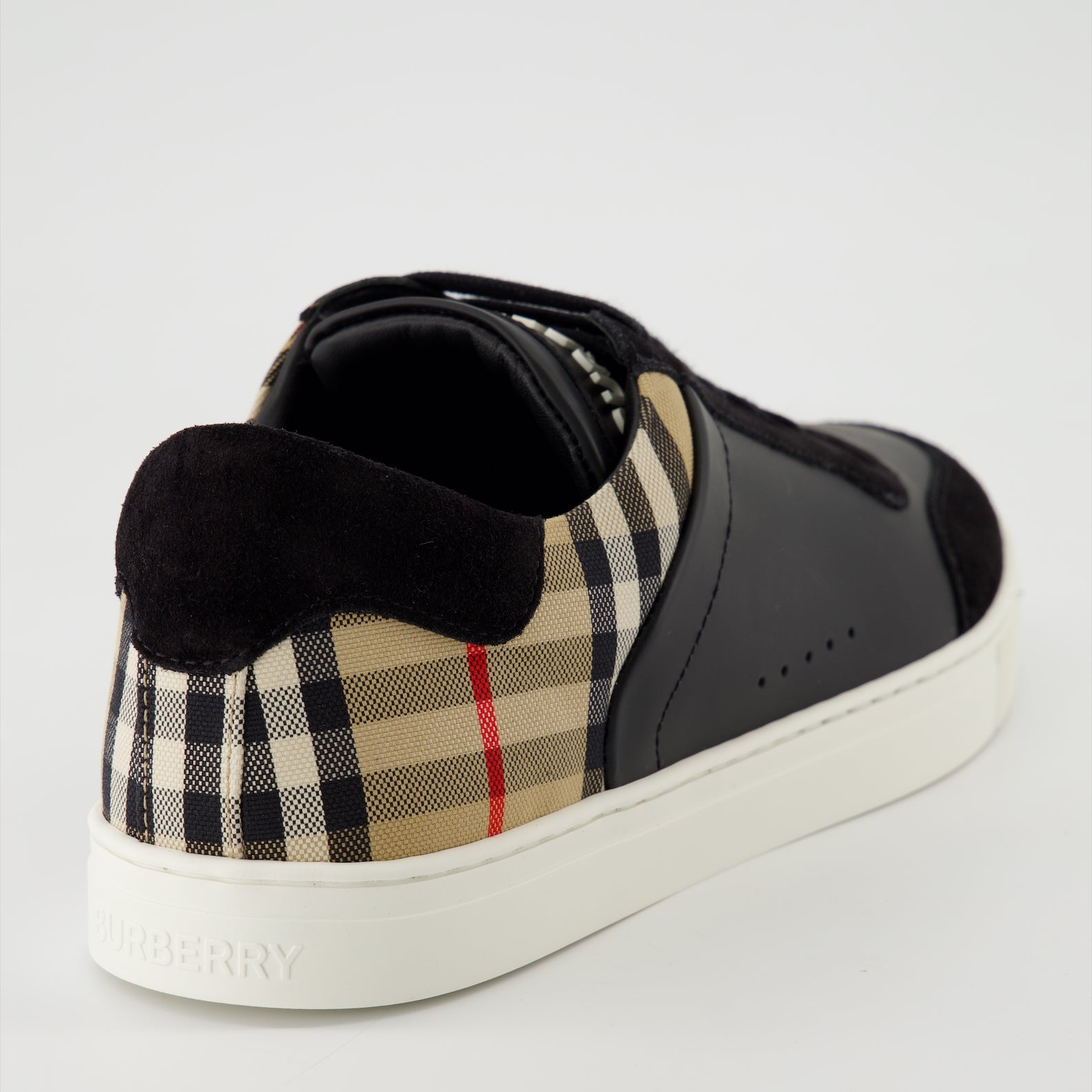 Baskets Baskets Check en cuir et velours Burberry Noir Homme