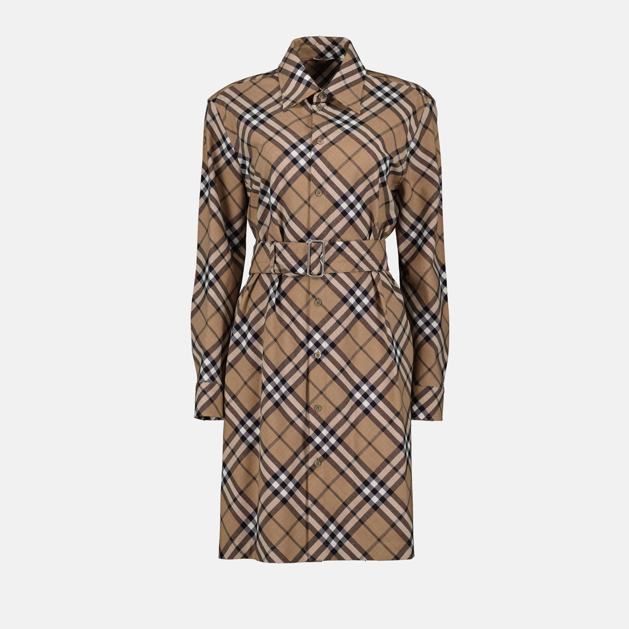 Robes Robe chemise à carreaux Burberry Beige Femme