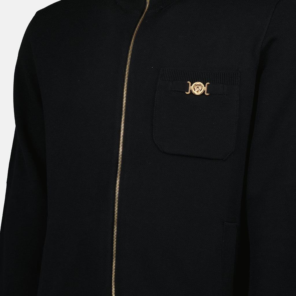 Felpe Giacca in Cashmere con Zip Versace Nero Homme