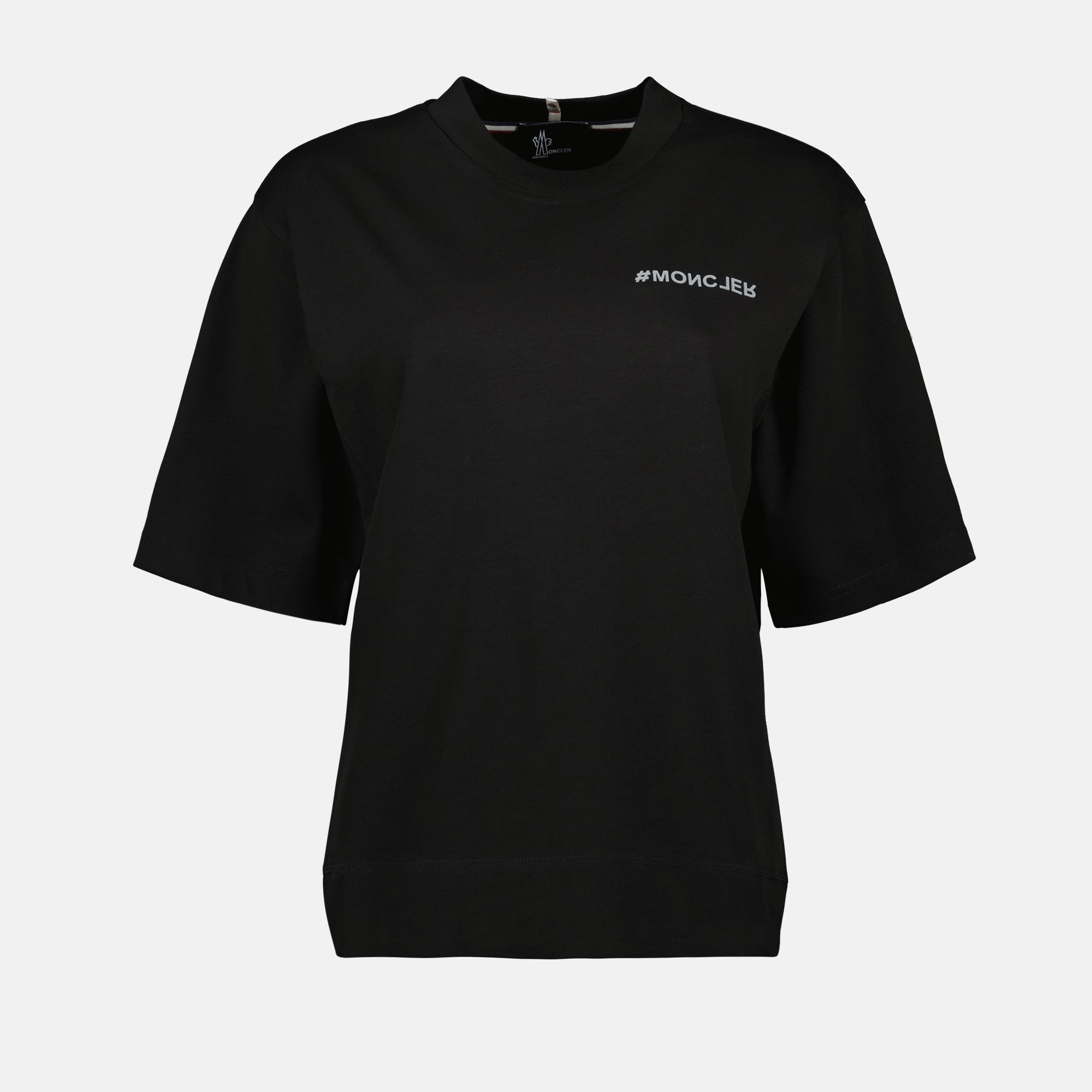 Camisetas T-shirt de Algodão com Logotipo Moncler Grenoble Preto Femme