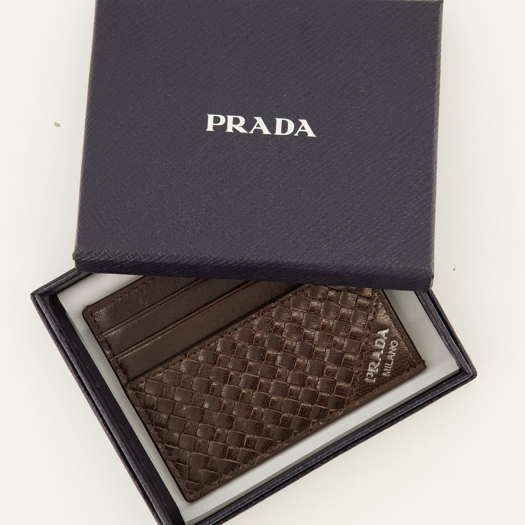 Petite maroquinerie Portafoglio in pelle marrone Prada Marron Homme