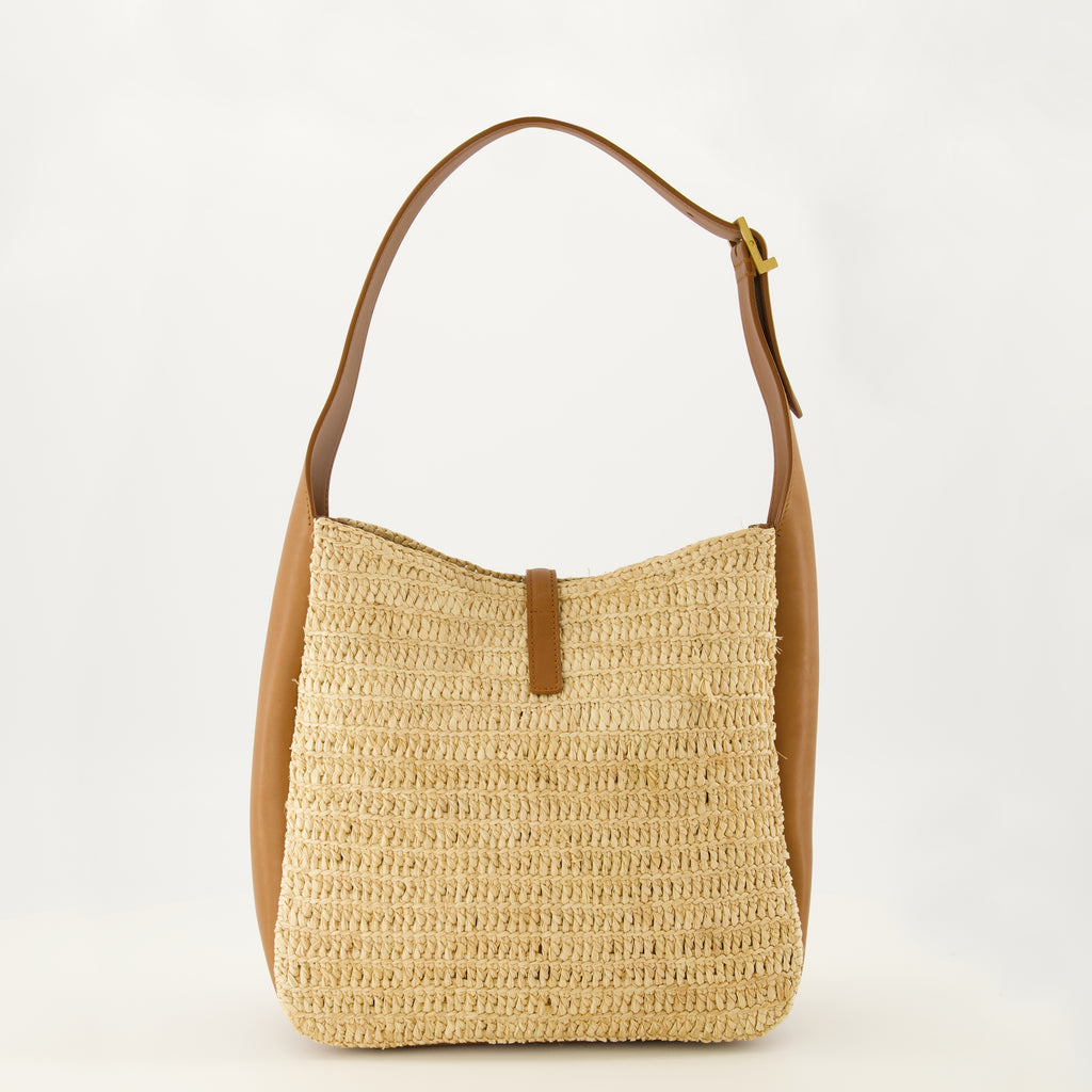 Image de l'article Sac Le 5 à 7 small en cuir et raphia de la marque Saint Laurent pour Femme - Saison Printemps-Été 2026 - Vue de Dos