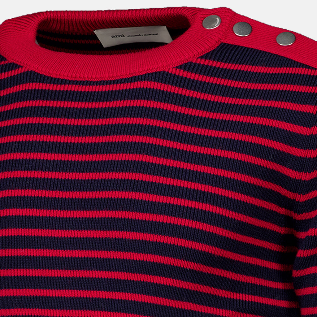 Sweatshirts Red Striped Wool Sweater Ami PARIS Rouge Unisexe