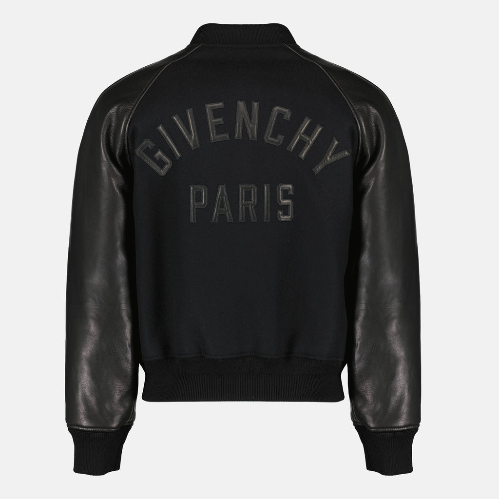 Image of the black two-tone bomber jacket by Givenchy for men - Spring-Summer 2026 - Back view