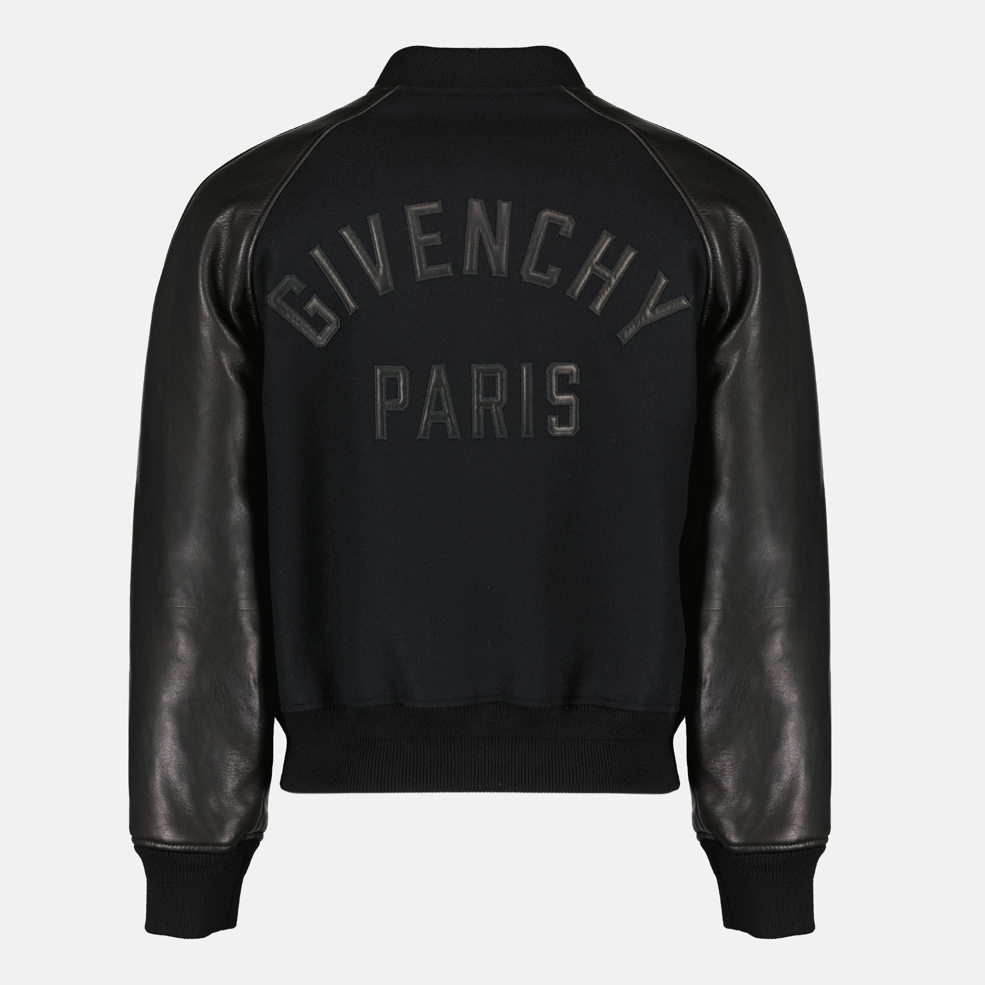Image of the black two-tone bomber jacket by Givenchy for men - Spring-Summer 2026 - Back view