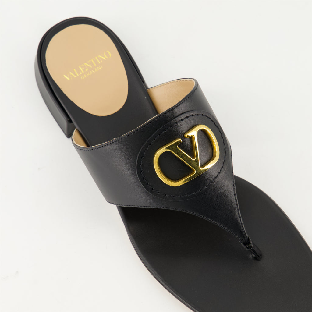 Zapatos abiertos Sandalias de Cuero VLogo Valentino Garavani Negro Femme