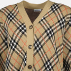 Strick Karo-Plaid Cardigan Burberry Beige Damen