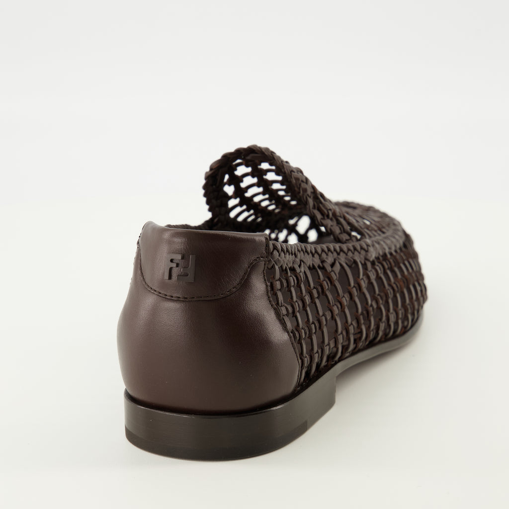 Image de l'article Mocassins en cuir tressés marron de la marque Fendi pour Homme - Saison Printemps-Été 2026 - Vue détaillée_3