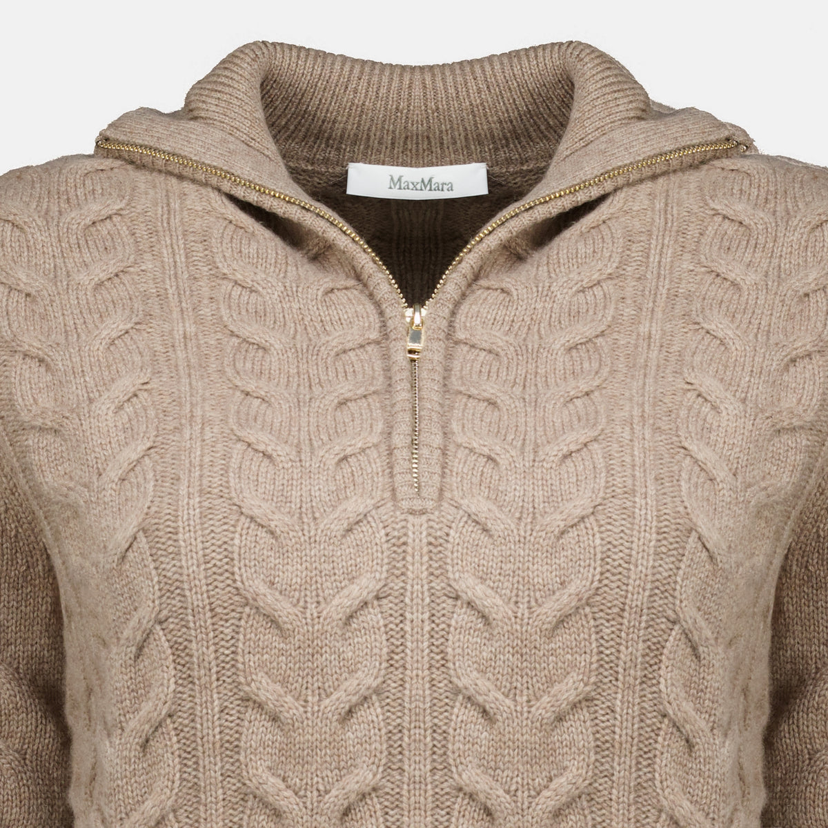 Maille Reißverschluss-Kaschmirpullover Max Mara Beige Femme