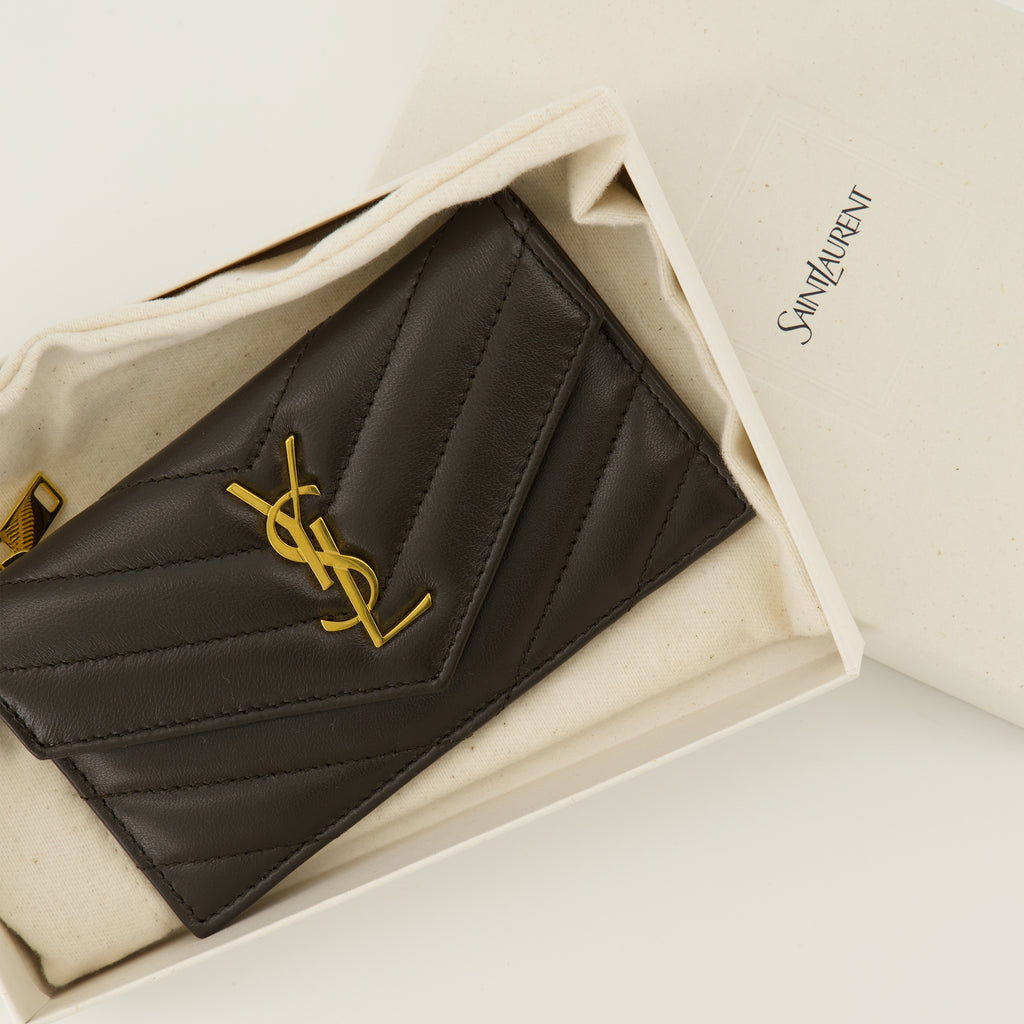 Image of the item Cassandre Fragments brown card holder by Saint Laurent for Women - Fall-Winter 2025 - Detailed View_3
