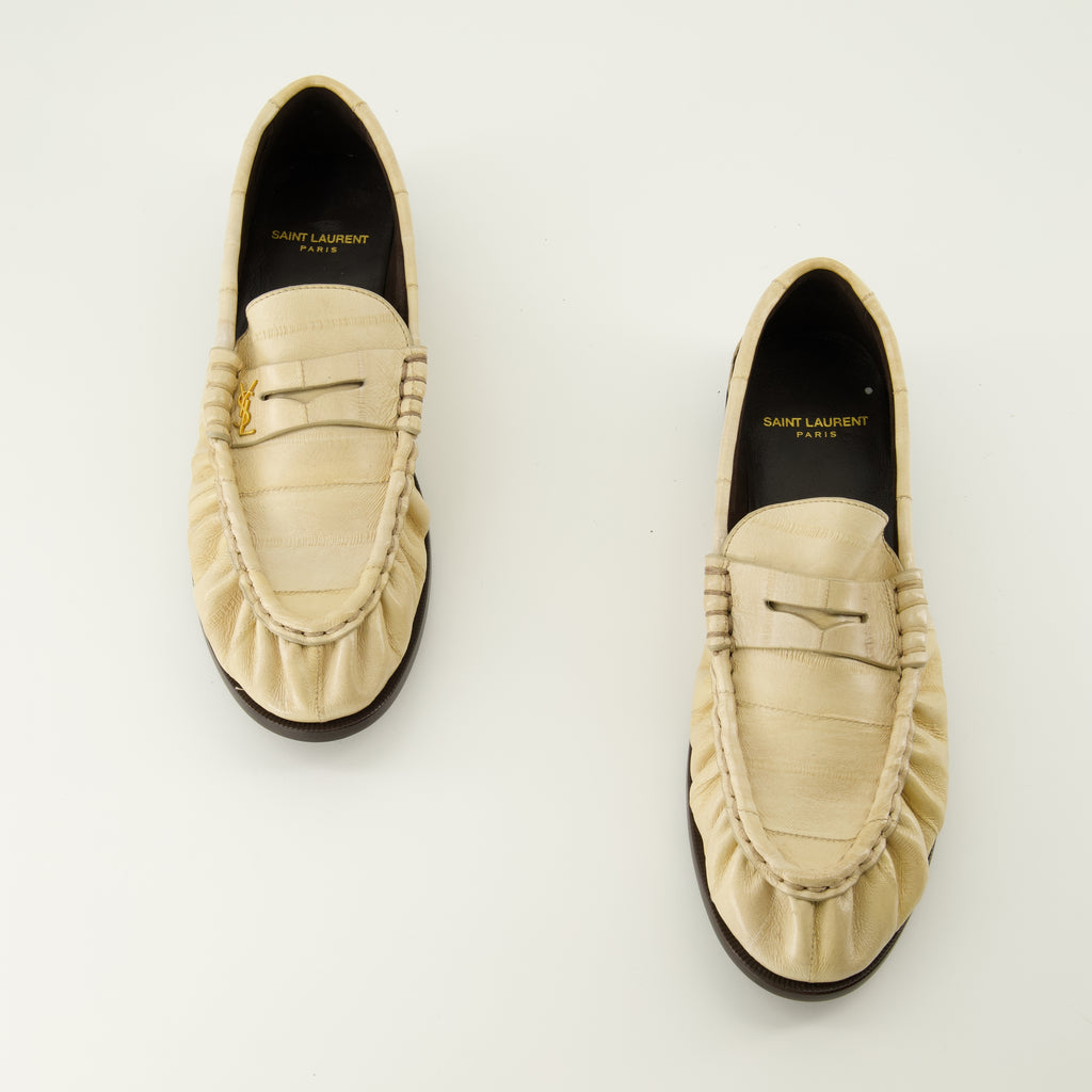 Mocassins Mocassins Loafer beige en cuir d'anguilles Saint Laurent Beige Femme