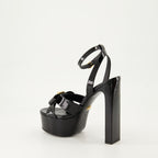 Zapatos abiertos Sandalias de Tacón Gianni Ribbon Versace Negro Femme