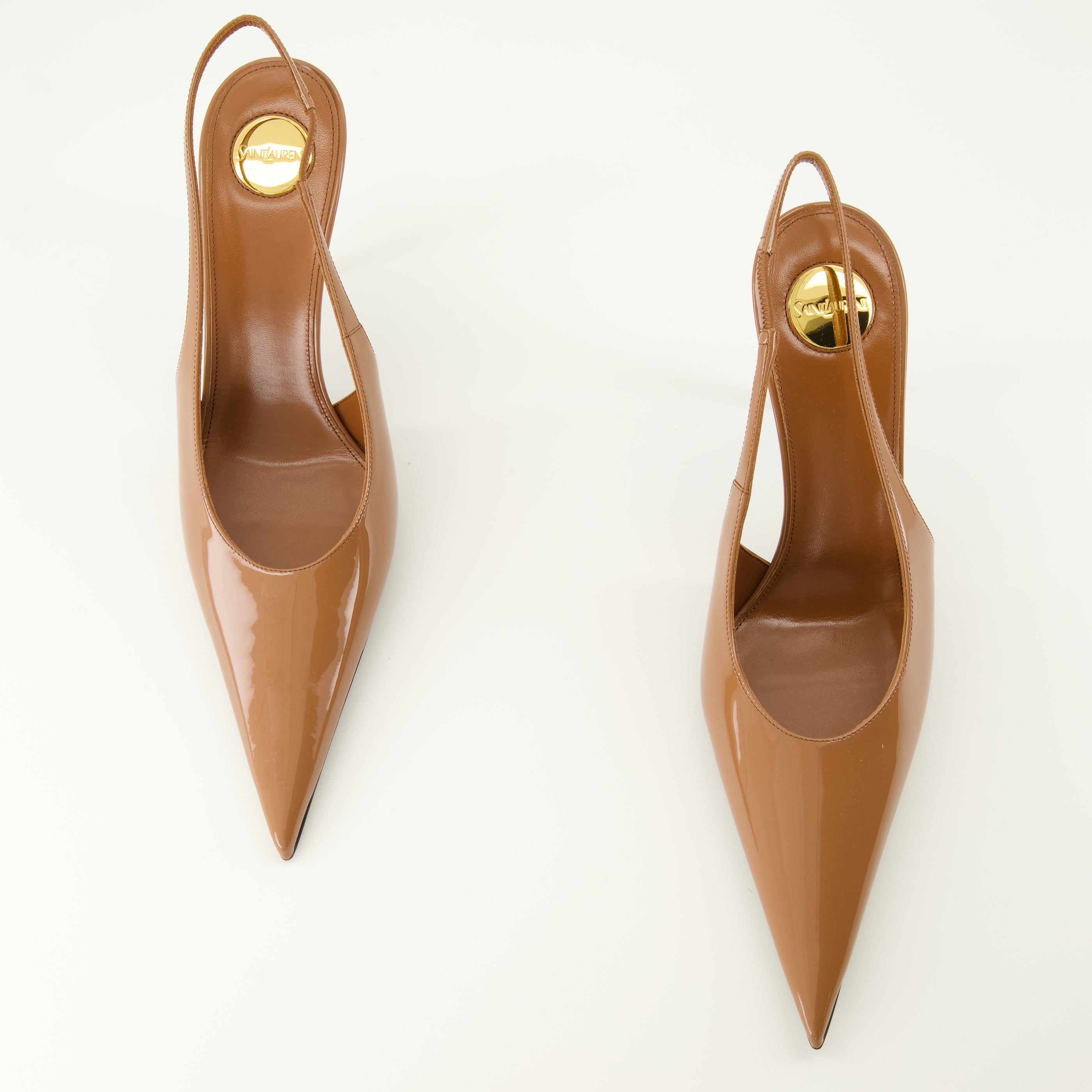 Chaussures ouvertes Guermantes Slingbacks in Beige Patent Leather Saint Laurent Beige Femme