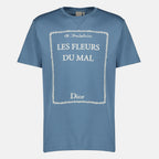 Image of the Dior Men's Blue T-shirt with Book Cover embroidery in cotton - Spring-Summer 2026 - Front View