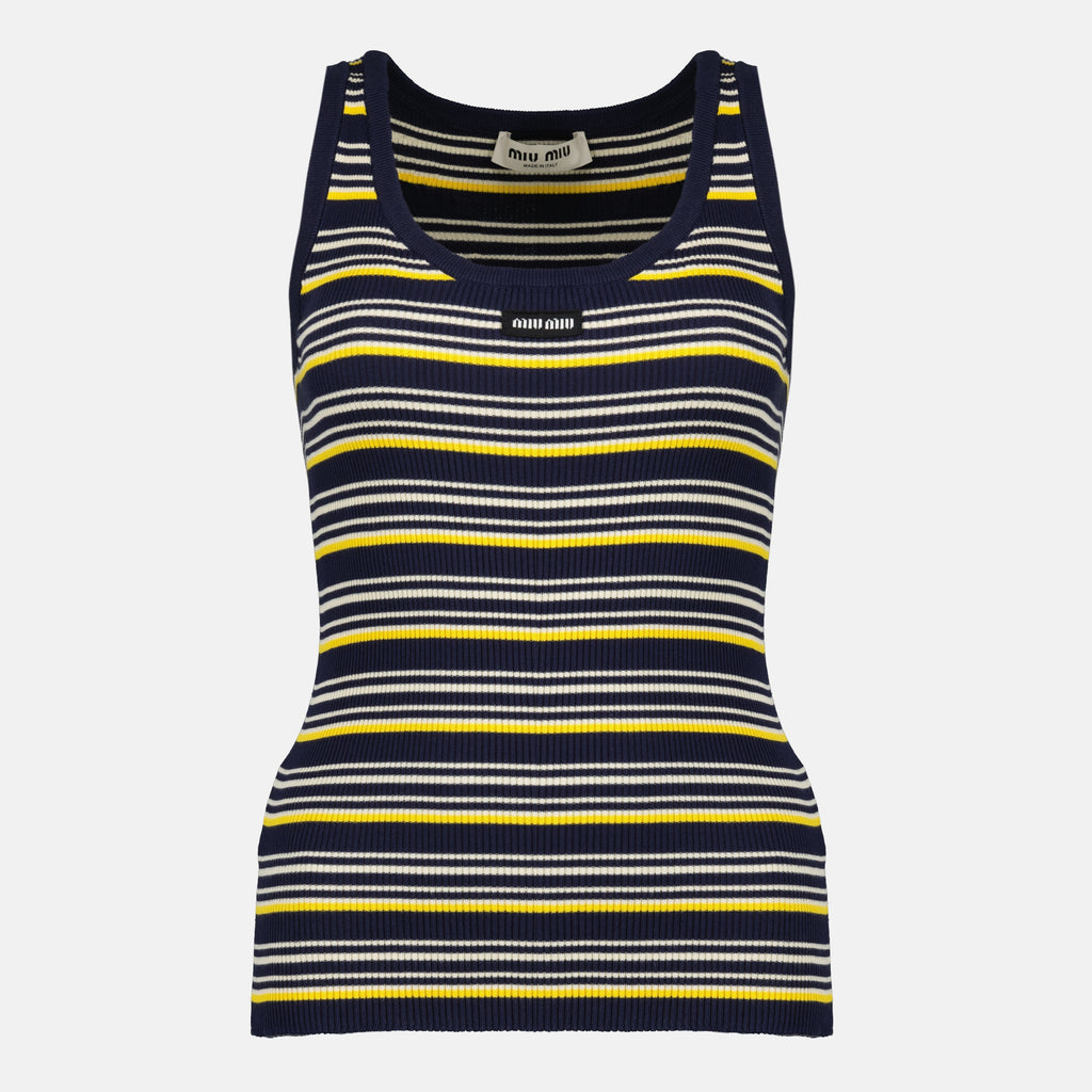 Immagine dell'articolo Top a righe blu navy di Miu Miu per Donna - Stagione Primavera-Estate 2026 - Vista Frontale