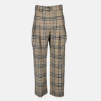 Pantalones Pantalones Check Burberry Beige Mujeres