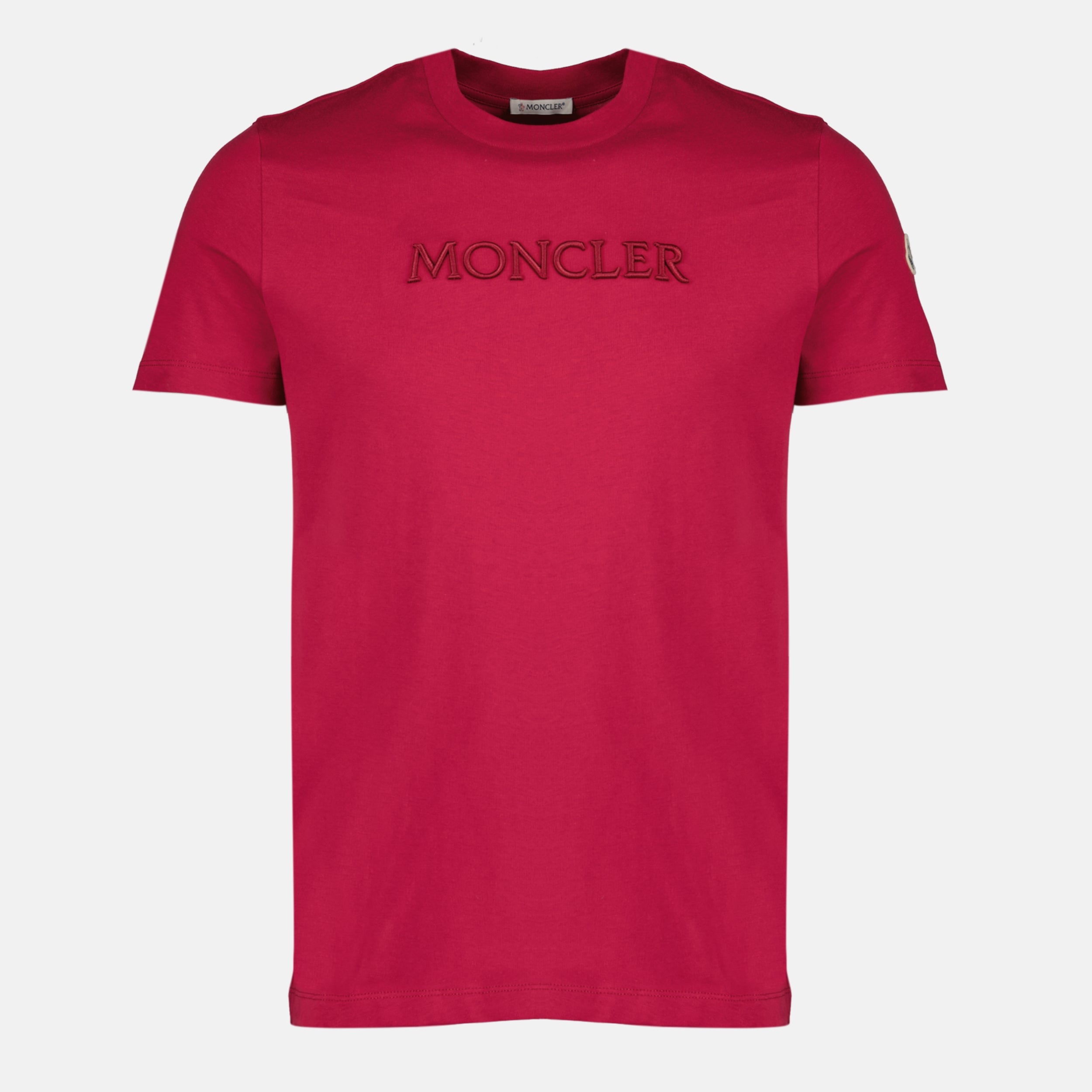 Image de l'article T-shirt logo brodé rouge de la marque Moncler pour Femme - Saison Printemps-Été 2026 - Vue de Face