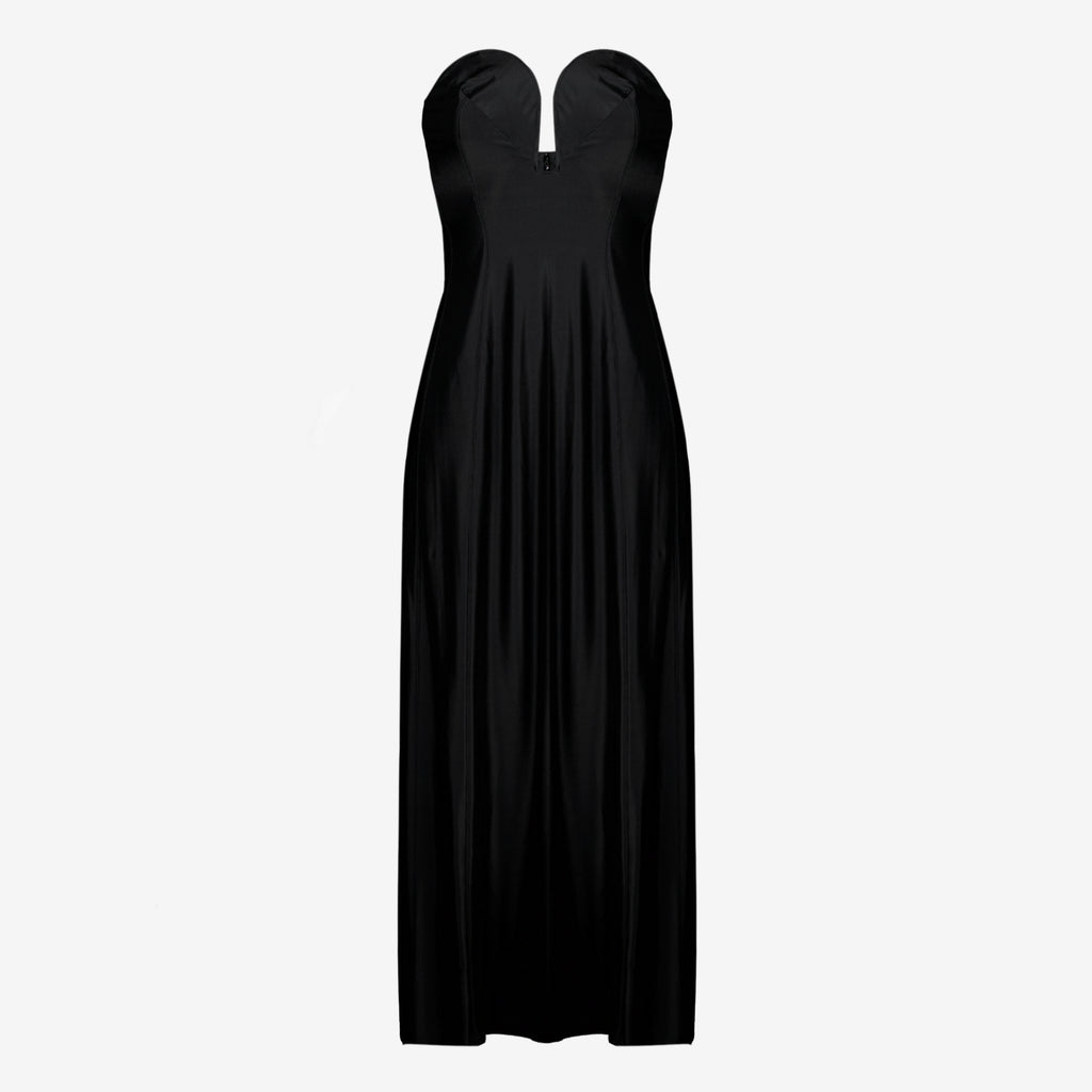 Robes Vestido Longo Preto em Jersey com Bustier Rabanne Noir Femme