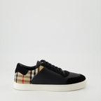Baskets Baskets Check en cuir et velours Burberry Noir Homme