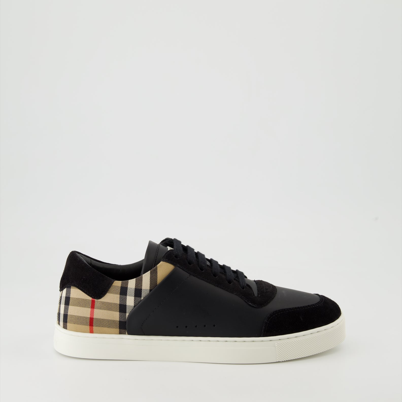 Baskets Baskets Check en cuir et velours Burberry Noir Homme