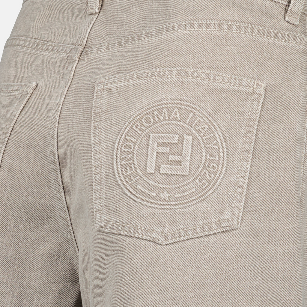 Shorts Short en denim Fendi Gris Femme