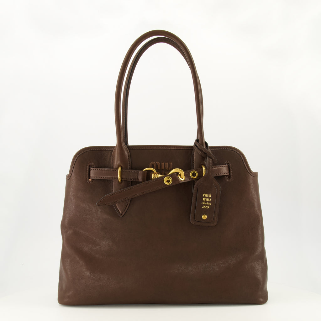 Sacs à main et épaule Saco de Aventura em Couro Nappa Castanho Miu Miu Marron Femme