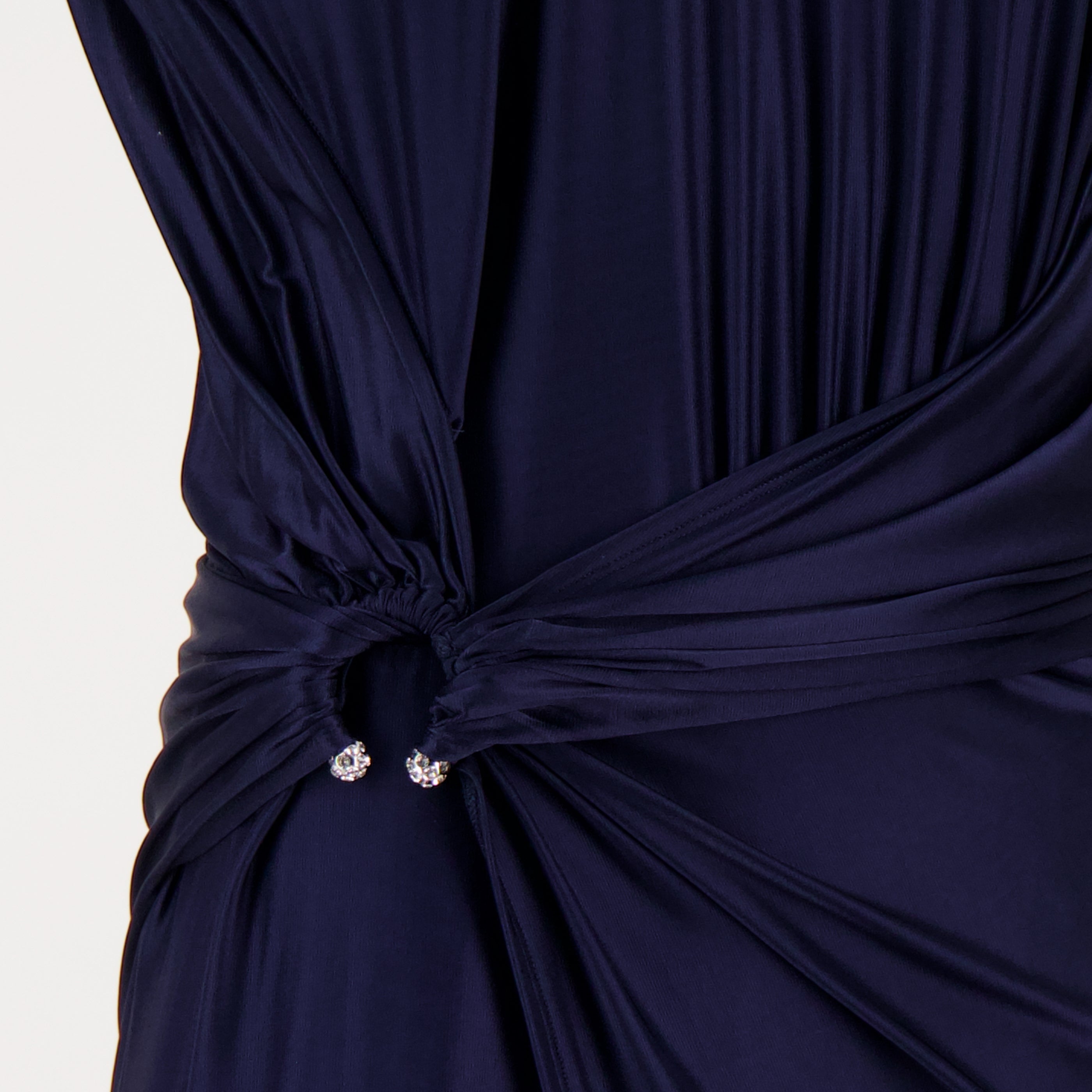 Image de l'article Robe midi percing en jersey bleu marine de la marque Rabanne pour Femme - Saison Printemps-Été 2026 - Vue détaillée_1